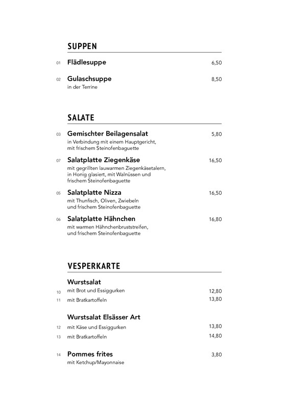 Speisekarte Seite 2