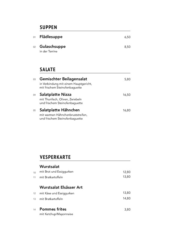 Speisekarte Seite 2