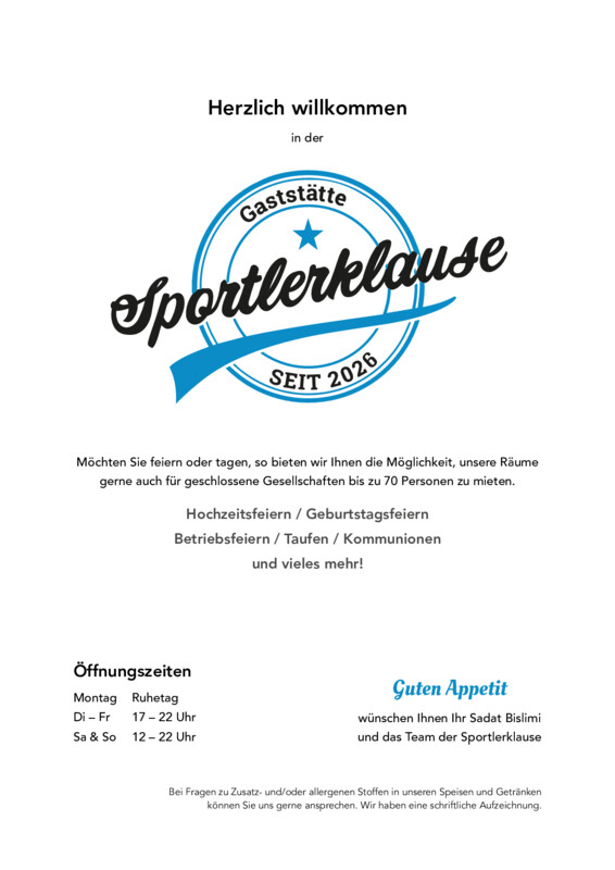 Speisekarte Seite 1