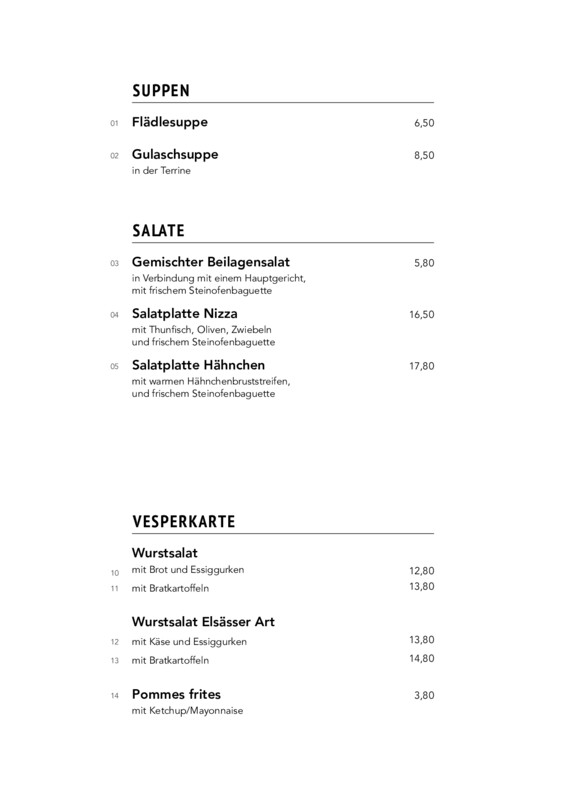 Speisekarte Seite 2